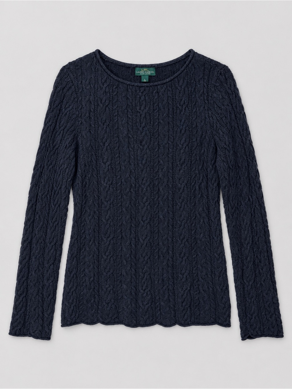 Ralph Lauren LRL Cable Knit Sweater Large Tennis Preppy Old Money Capsule Black